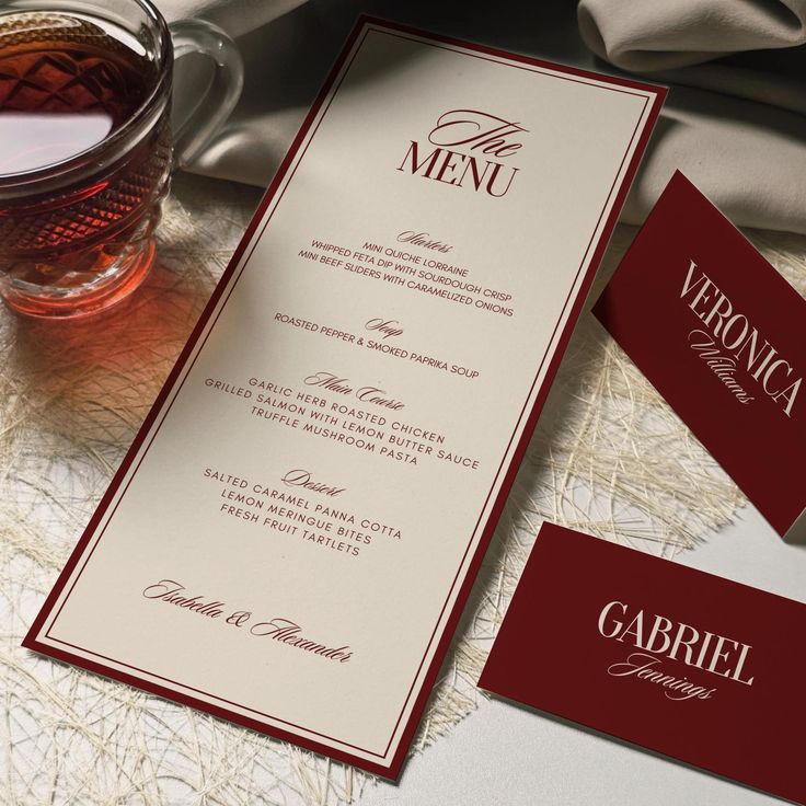 Laminated menu cards